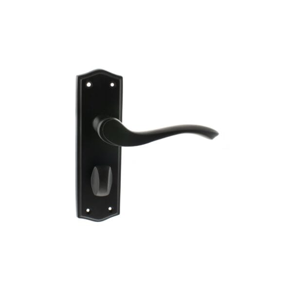 Atlantic Matt Black Old English Warwick WC Lever Door Handle on Backplate - (OE178WCMB)