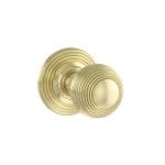 Atlantic Polished Brass Old English Ripon Solid Brass Reeded Beehive Mortice Door Knob on Concealed Fix Rose - (OE50RMKPB)