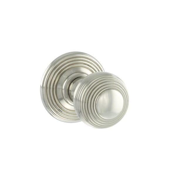 Atlantic Polished Nickel Old English Ripon Solid Brass Reeded Beehive Mortice Door Knob on Concealed Fix Rose - (OE50RMKPN)