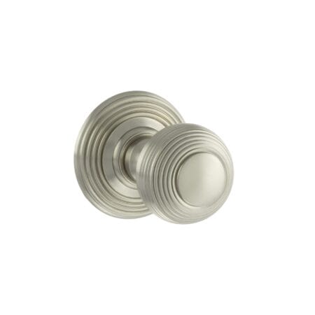 Atlantic Satin Nickel Old English Ripon Solid Brass Reeded Beehive Mortice Door Knob on Concealed Fix Rose - (OE50RMKSN)