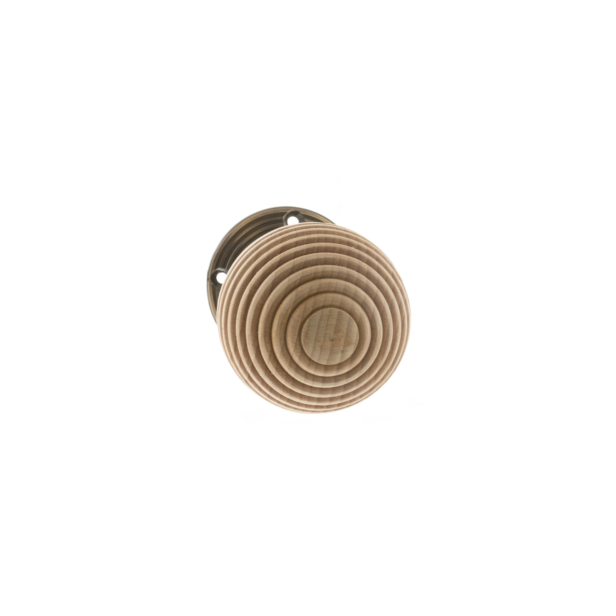 OE57RMKAB-OLD-ENGLISH-BRIDLINGTON-WOODEN-REEDED-MORTICE-KNOB_ANTIQUE-BRASS_1_HR.jpg Atlantic Antique Brass Old English Bridlington Wood Reeded Beehive Door Knob on Face Fix Rose - (OE57RMKAB) - Image 1