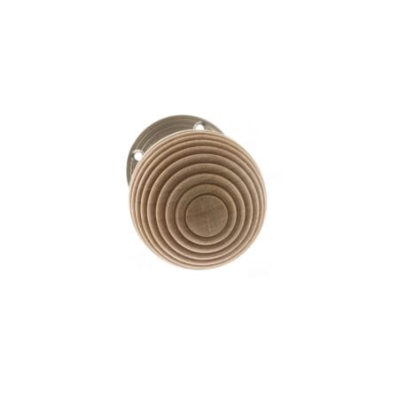 Atlantic Satin Nickel Old English Bridlington Wood Reeded Beehive Door Knob on Face Fix Rose - (OE57RMKSN)