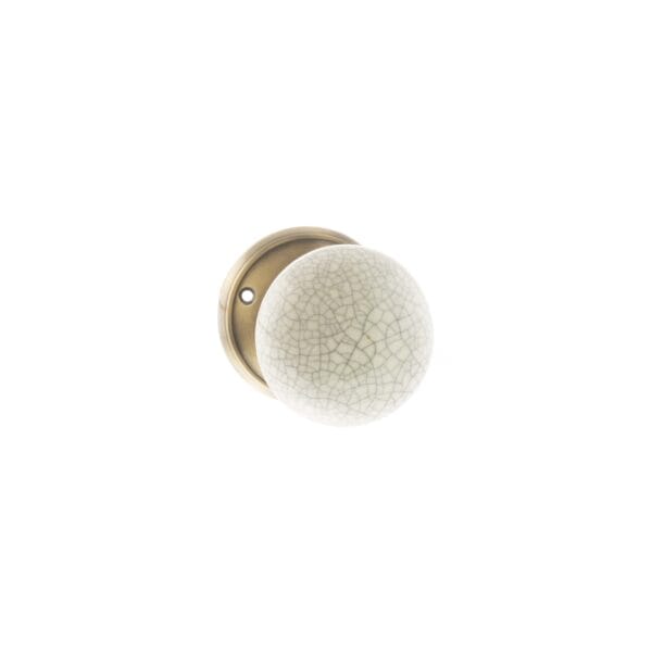 Atlantic Antique Brass Old English Skipton Porcelain Cream Crackle Door Knob on Face Fix Rose - (OE59CMKCMAB)