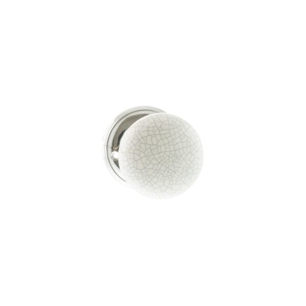 Atlantic Polished Chrome Old English Skipton Porcelain White Crackle Door Knob on Face Fix Rose - (OE59CMKWHPC)
