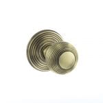 Atlantic Antique Brass Old English Ripon Solid Brass Reeded Beehive Mortice Door Knob on Concealed Fix Rose - (OE50RMKAB)