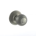 Atlantic Distressed Silver Old English Ripon Solid Brass Reeded Beehive Mortice Door Knob on Concealed Fix Rose - (OE50RMKDS)