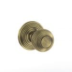 Atlantic Matt Antique Brass Old English Ripon Solid Brass Reeded Beehive Mortice Door Knob on Concealed Fix Rose - (OE50RMKMAB)