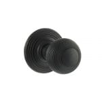 Atlantic Matt Black Old English Ripon Solid Brass Reeded Beehive Mortice Door Knob on Concealed Fix Rose - (OE50RMKMB)