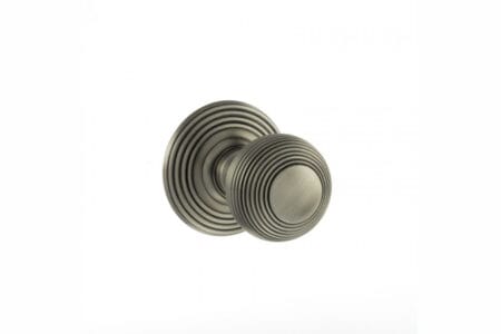 Atlantic Matt Gun Metal Old English Ripon Solid Brass Reeded Beehive Mortice Door Knob on Concealed Fix Rose - (OE50RMKMBN)