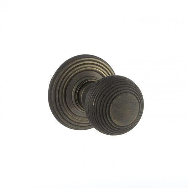 Atlantic Urban Bronze Old English Ripon Solid Brass Reeded Beehive Mortice Door Knob on Concealed Fix Rose - (OE50RMKUB)