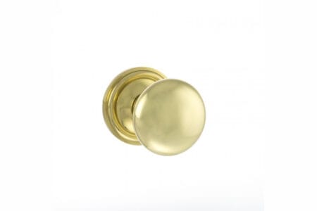 Atlantic Polished Brass Old English Harrogate Solid Brass Mushroom Mortice Knob on Concealed Fix Rose - (OE58MMKPB)