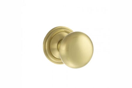 Atlantic Satin Brass Old English Harrogate Solid Brass Mushroom Mortice Knob on Concealed Fix Rose - (OE58MMKSB)