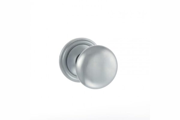 Atlantic Satin Chrome Old English Harrogate Solid Brass Mushroom Mortice Knob on Concealed Fix Rose - (OE58MMKSC)
