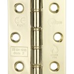 76x51mm Grade 7 Stainless Steel Washered Hinge PB | Door Hinge Hardware - Heavy - Duty, Smooth Action, Polished Brass (14826)