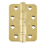 102x76mm Grade 13 Stainless Steel Radius Ball Bearing Hinge PB | Door Hinge Hardware - Heavy - Duty, Ball Bearing, Polished Brass (14879)