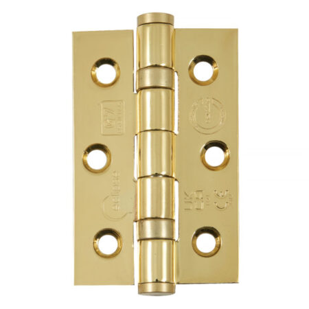 Grade 7 Ball Bearing Hinge 76mm PB | Door Hinge Hardware - Heavy - Duty, Ball Bearing, Polished Brass (14885)