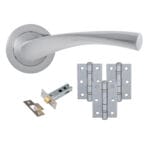Eclipse Monza (62116) Satin Chrome Lever On Rose Latch Pack (3 Hinge)