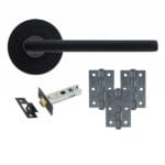Eclipse Auriga (62119) Matt Black Lever On Rose Latch Pack (3 Hinge)