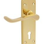 Chromaxe Lever On Backplate Polished Brass Lock | Door Handle Set - Modern Design, High Security, Mortice Lock, CE/UKCA Certified (25310)