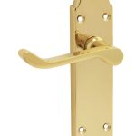 Chromaxe Lever On Backplate Polished Brass Latch | Door Handle Set - Modern Design, (25311)