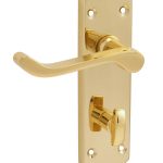 Chromaxe Lever On Backplate Polished Brass Bathroom | Door Handle Set - Modern Design, (25312)