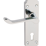 Chromaxe Lever On Backplate Polished Chrome Lock | Door Handle Set - Modern Design, High Security, Mortice Lock, CE/UKCA Certified (31806)