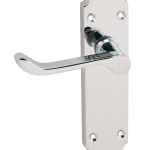 Chromaxe Lever On Backplate Polished Chrome Latch | Door Handle Set - Modern Design, (31807)