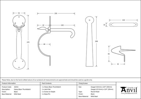 Black Heavy Bean Thumblatch | 33253 - Image 2