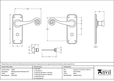 Black Monkeytail Lever Bathroom Set | 33266 - Image 2