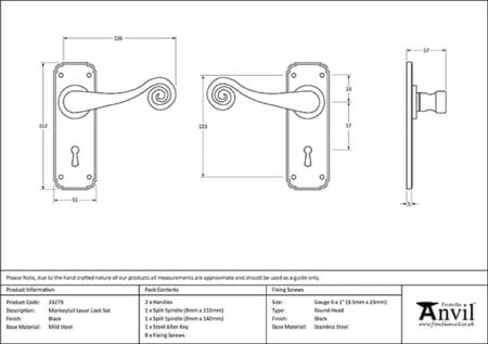 Black Monkeytail Lever Lock Set | 33279 - Image 2