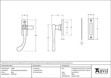 Black Handmade Peardrop Fastener | 33290 - Image 2