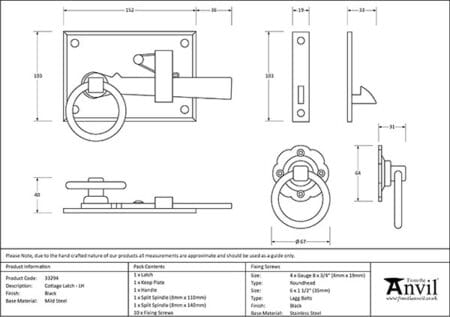 Black Cottage Latch - LH | 33294 - Image 2