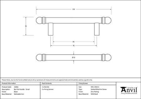 Black 156mm Bar Pull Handle | 33356 - Image 2