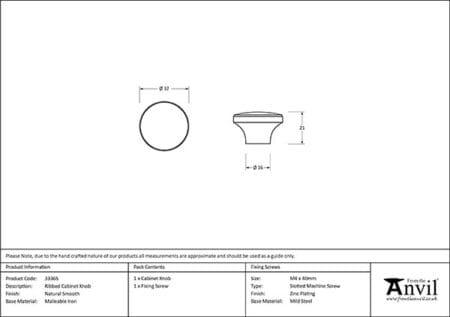 Natural Smooth Ribbed Cabinet Knob | 33365 - Image 2