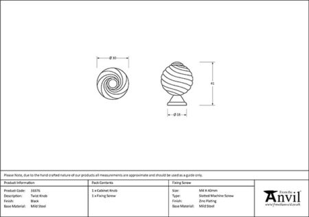 Black Twist Cabinet Knob | 33376 - Image 2