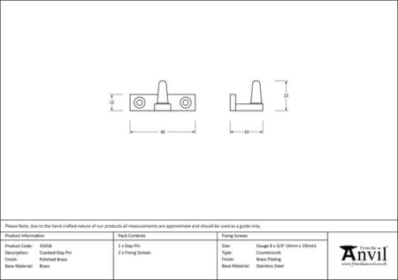 Polished Brass Cranked Stay Pin | 33458 - Image 2