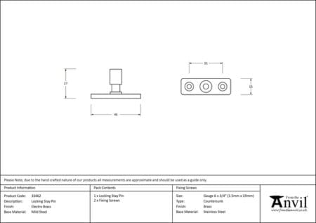 Electro Brass Locking Stay Pin | 33462 - Image 2