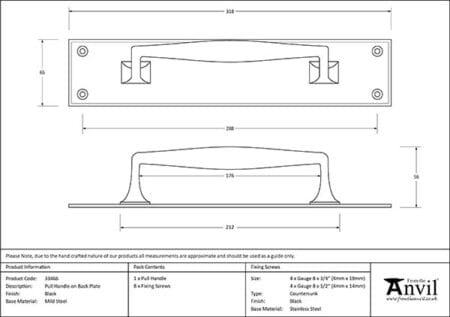 Black Pull Handle on Backplate | 33466 - Image 2