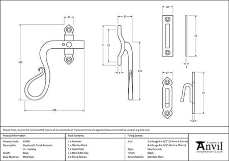 Black Locking Shepherd's Crook Fastener - LH | 33468 - Image 2