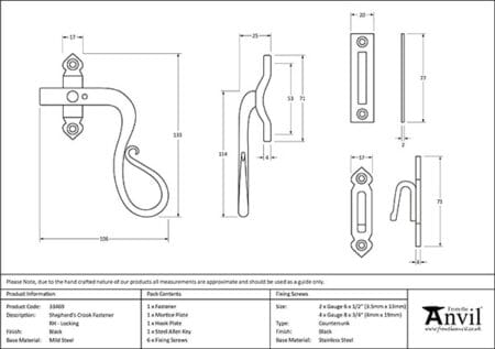 Black Locking Shepherd's Crook Fastener - RH | 33469 - Image 2
