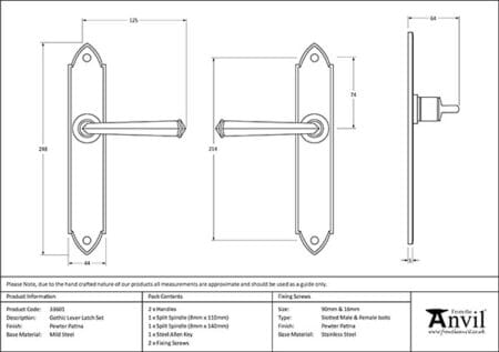 Pewter Gothic Lever Latch Set | 33601 - Image 2