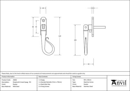 Pewter Shepherd's Crook Espag - RH | 33602 - Image 2