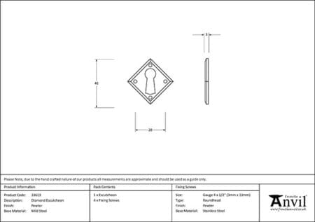 Pewter Diamond Escutcheon | 33613 - Image 2