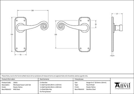 Pewter Monkeytail Lever Latch Set | 33616 - Image 2