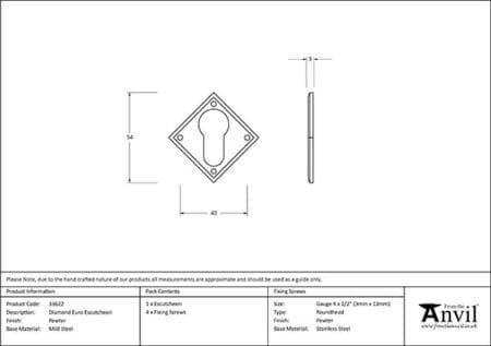 Pewter Diamond Euro Escutcheon | 33622 - Image 2