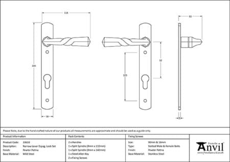 Pewter Narrow Lever Espag. Lock Set | 33633 - Image 2