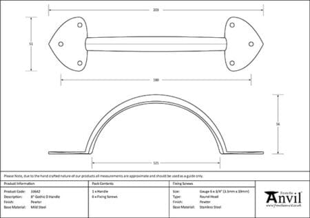 Pewter 8" Gothic D Handle | 33642 - Image 2