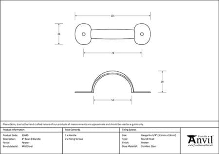 Pewter 4" Bean D Handle | 33645 - Image 2