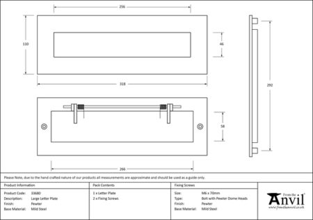 Pewter Large Letter Plate | 33680 - Image 2