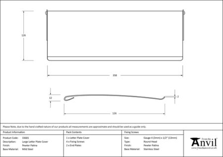 Pewter Large Letter Plate Cover | 33681 - Image 2